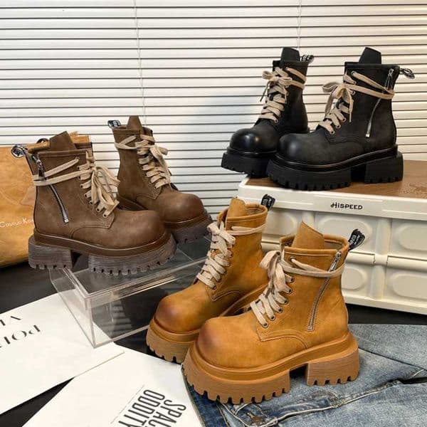 Wen Autumn Boots-Wen Footwear Lolita 2025 Ladies Lace-Up Winter Boots Lady Rock Shoes Wan Boots- Y250812