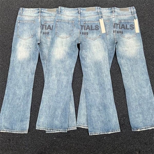 Designer Jeans For Mens And Womens Double Line Blue Heavy-duty Washed Denim Pants Street Couples Jeans