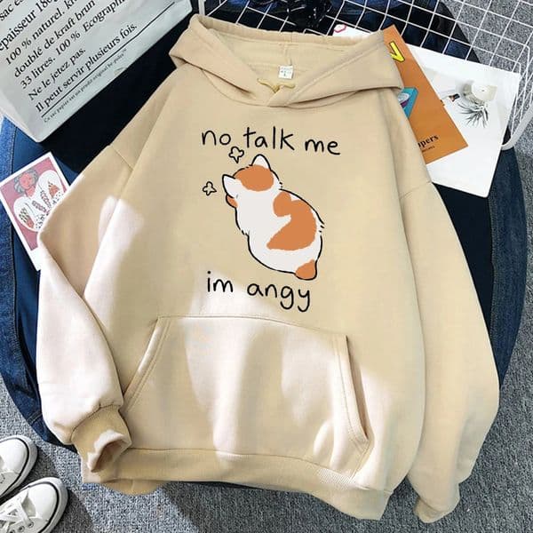No Talk Me Cute Angry Cat Print Women Hoody Hip Hop Soft Hoodies Casual Fleece Pullovers Oversize Fleece Woman Streetwear 260317
