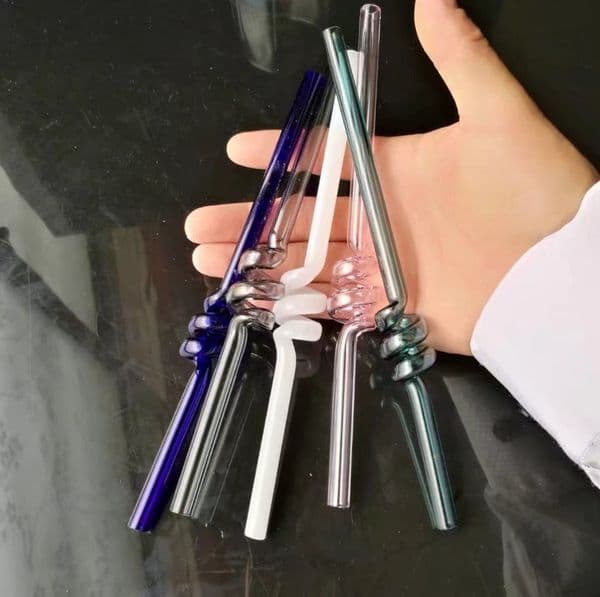 Smoking pipes Ball Glass Oil Burner Pipe Smoking Bowl Classic bongs Colored spiral straight straw