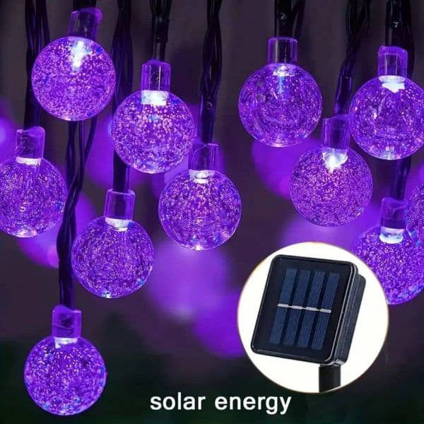 1pc Solar Purple Bubble String Light, 8 Functions, Ball Diameter 1.7cm/0.67inch, Halloween Decorative Lights ddmynov
