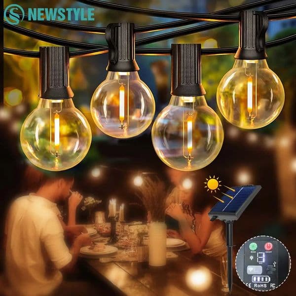 Solar Outdoor String Lights 10M 7M G40 Globe Patio Lights Solar Powered Shatterproof Hanging Lights for Porch Garden Backyard 250813