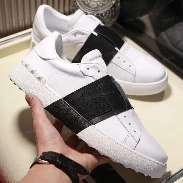 Designer Shoes Dsignr Rivt Shos Casual Mn S And Womn S Shos Low Top Flat Snakrs Thick Sold Lathr Vintag Black And Whit Calfskin Sports Casual Shos Loafrs