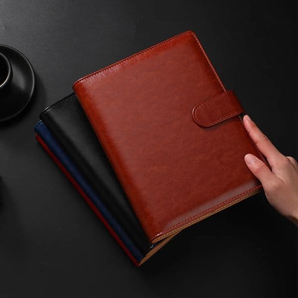 retro leather notebook A5 cover with pen holder buckle loose leaf diary office diary travel manual sketchbook 250813
