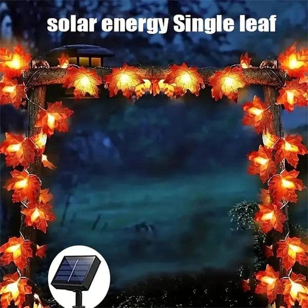 Solar Maple Light String Plastic Autumn Leaf Decoration For Thanksgiving And Halloween Outdoor/Indoor Atmosphere Lighting ddmynov