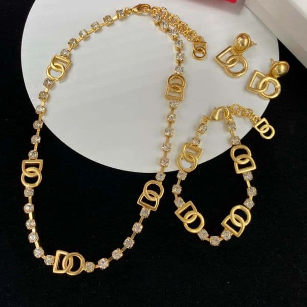 Fashion Necklace Earrings designer Necklaces Pendants brass chain letter chain gift designer for women