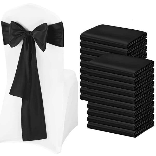 10/50/100pcs Satin Chair Sash Knots Hotel Party Banquet Chair Tie Back Belt Birthday Event Wedding Chair Ribbon Bow Decoration X250813