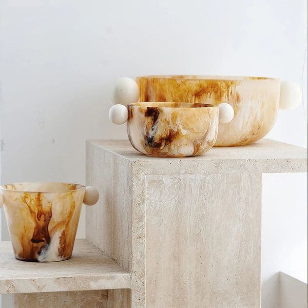 WabiSabi Desktop Decoration Tray Bowl Fluid Resin Jewelry Box Home decoration Storage Ornaments 250813