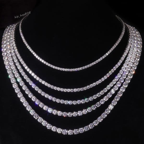 2024 New Trendy Silver Plated Tennis Chain Mens Moissanite Iced Out Fashion Jewelry Hip Hop Pendant Necklace