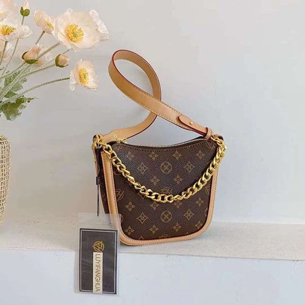 DHpet_wholesale European Style Shoulder Bag - Trendy Bucket Bag with Chain Strap, Luxury PU Leather Underarm Purse for Women (Beige)