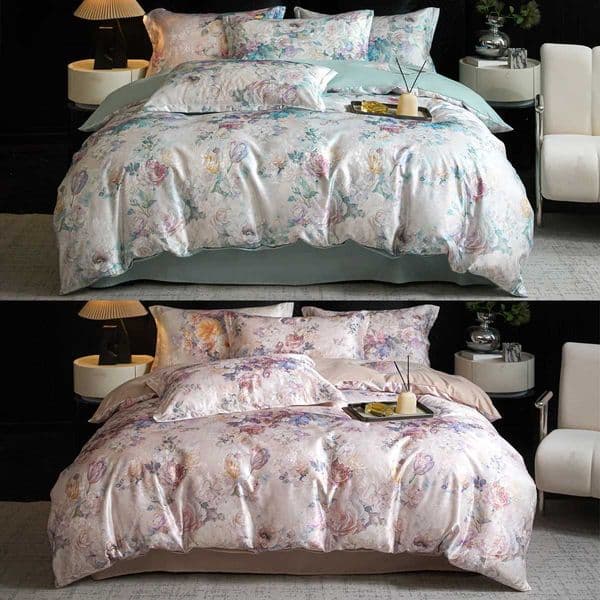 4 Pieces Bedding Set DreamFlower Luxury Satin Jacquard Digital Print Duvet Cover Pillowcase Sheet Home Decor Adult Gift No FillerXJ250619