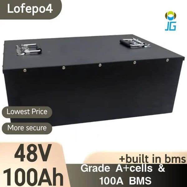 48V 100Ah Lifepo4 Golf Cart Battery Lithium Iron Phosphate Battery with Smart 200A BMS 5000+ Deep Cycles for Solar RV Off Grid