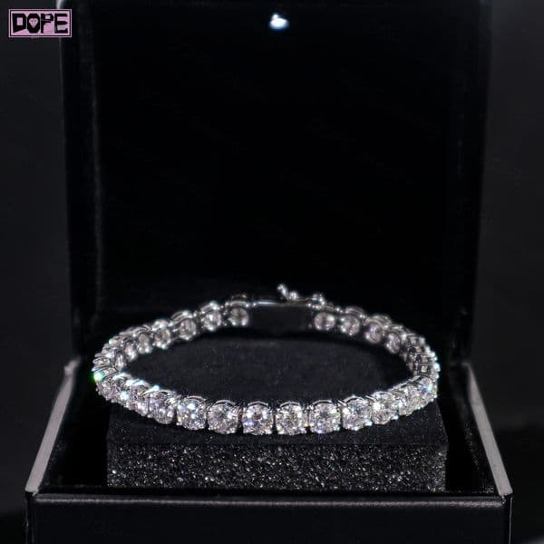 RTS Tennis Bracelet 6mm D Color VVS Moissanite 925 18K White Gold Plated Moissanite Tennis Chain