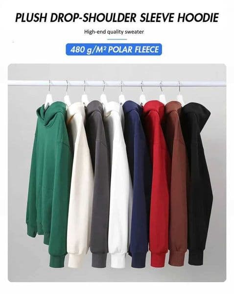 16.9 oz 480gsm Thick Slim Fit Fleece Hooded Sweatshirt with Thick Cotton and Plush for Men and Women W250813