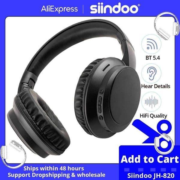 Siindoo Jh-820 Wireless Bluetooth Headphones, 60H Playtime,3 EQ Sound Modes,Newest Foldable Lightweight BT 5.4 For Travel Study
