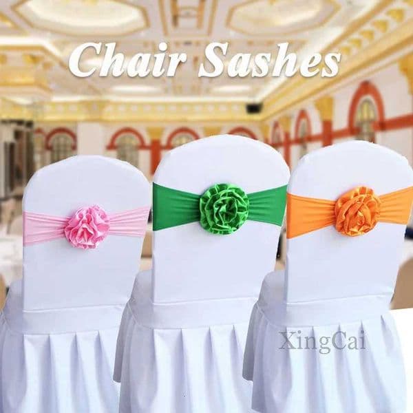 1Pcs Elastic Chair Sashes Cover Belt Flower Knot Bow For Hotel Country Wedding Ceremony Events Birthday Party Home Decorations X250813