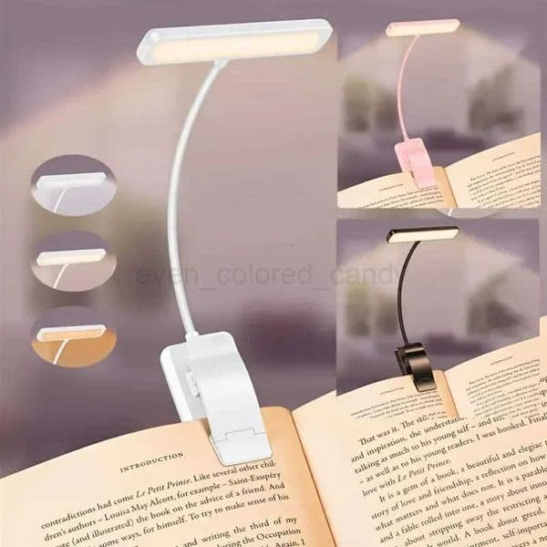 1 pcs USB Rechargeable Book Light 3 Color Adjustable LED Reading Lamp with Clamp Eye-Care Night Light for Bed Study Desk Z250814