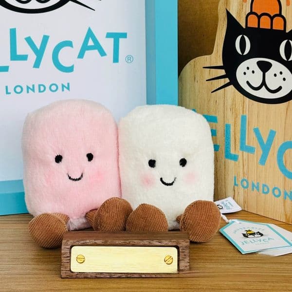 2026 Dolls jellys Cat Pair Of Bag Charm Plush Amuseables Pink And White Marshmallows Soft Toy Marshmallow pendant Doll Gifts
