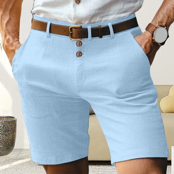 Lightweight Men Shorts Stylish Mens Mid-rise Solid Color Shorts with Pockets for Summer Wear Button Zipper Fly Straight Leg 250813BJ