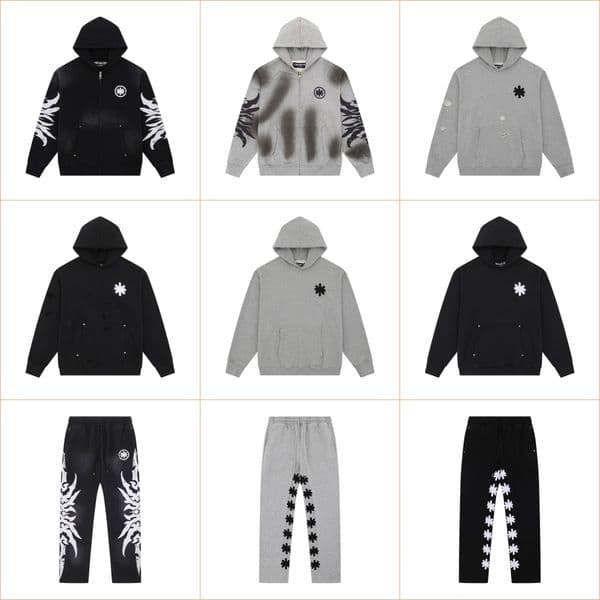 Men's Tracksuits Lostshdws Trendy Sweatpants Hoodie Women's Sportswear Set Hole Zipper Hooded Jacket Male Female Matching Outfit