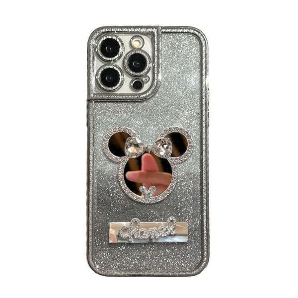 Mickey Mirror Stand Compatible with Apple 16 Sparkling Diamond Phone Case 13 Pro Max Light Luxury 15 High-end Feel 14 Transparent 12