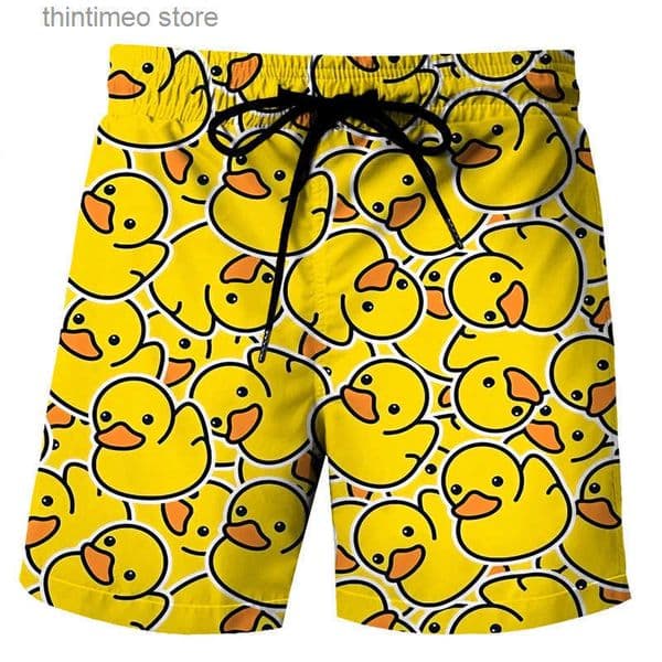 Funny Duck Graphic Beach Shorts for Men 3D Print Animal Board Shorts Sports Gym Swim Trunks Swimsuit homme Cool Ice Shorts Pants S2508150N4Q