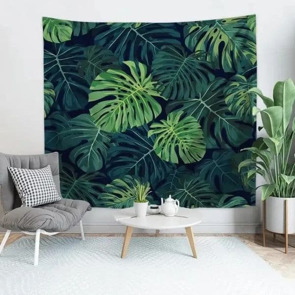 Tropical Monstera Leaf Tapestry - Vibrant Green Art for Living Room Decor Enhance Your Space with Fresh and Natural Vibes 250811