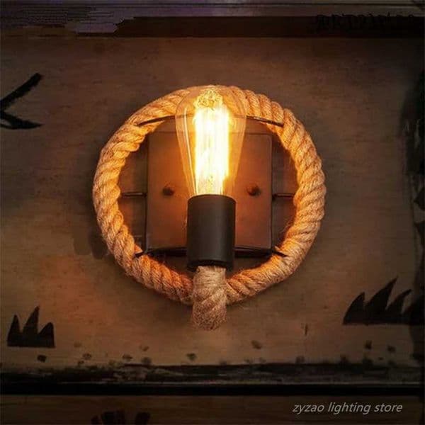 Loft Retro Style Hemp Rope Wall Lamp Industrial Vintage Restaurant Light Fixtures Home Decor Bar Cafe Dining Room Wall Light E27 X250815