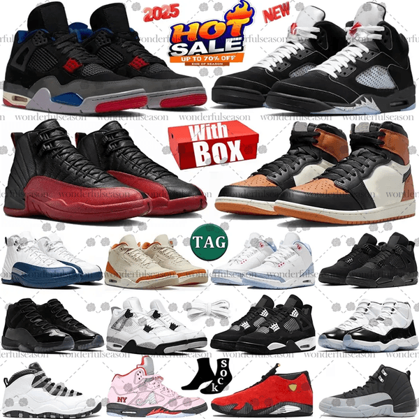 with box designer 3s 4s 5s 12s white cement thunder basketball grape wings black cat flu game shoes outdoor Sports Shoes men women sneakers 36-47 basketball shoes