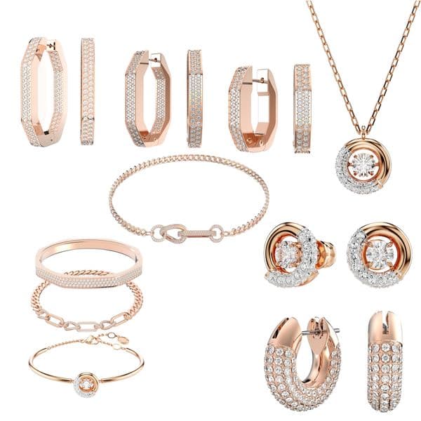 Luxury Designer Jewelry Rose Gold crystal Necklace bracelet earring set for Couples Austrian Artificial Crystal