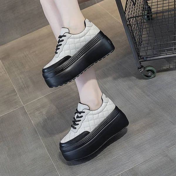 Designer Shoes Cm New Sewing Genuine Leather Platform Wedge Ankle Boots Chunky Sneakers Women Comfy Spring Autumn Supportive Pumps Shoes Women Shoes