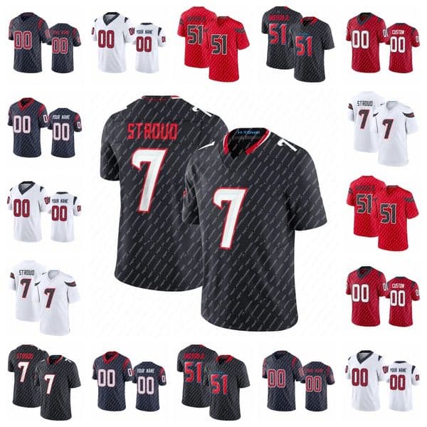 C. J. Stroud Football Jersey 1 Stefon Diggs Joe Mixon Tank Dell Nico Collins Will Anderson Jr. Derek Stingley Jr. Dameon Pierce Dalton Schultz Azeez Al-Shaair