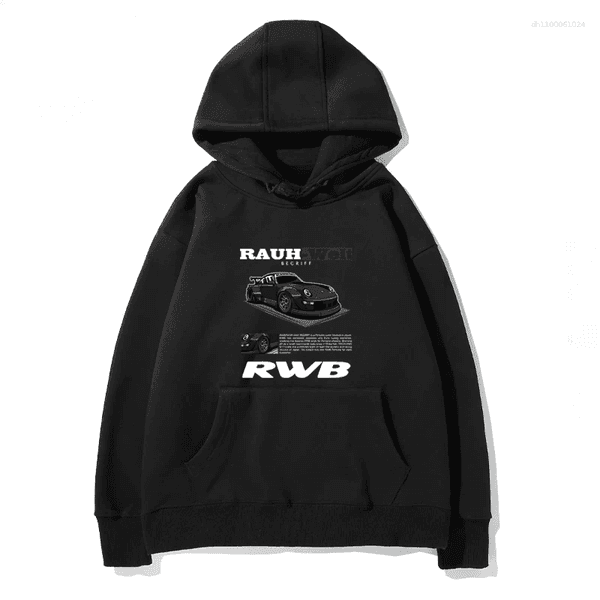 Men's Hoodies Autumn And Winter Casual Loose Top Clothing RWB Modified Car 911 Black Hooded Hoodie Women Of The Same Model