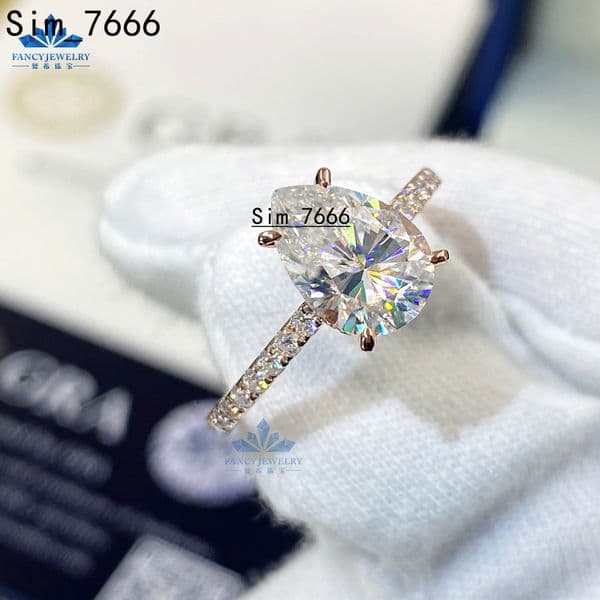 Fine Jewelry 10K 14K 18K Rose Gold Engagement Wedding Rings Featuring Pear Moissanite Diamond Pear Moissanite Wedding Band