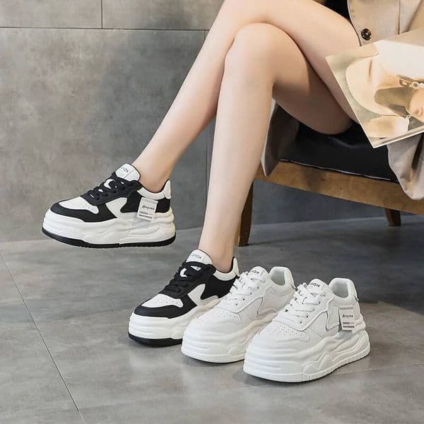 Designer Shoes Cm Women Cow Genuine Leather Spring Autumn Chunky Sneaker Ankle Microfiber Platform Wedge Vulcanize Ankle Booties Shoes Women Shoes
