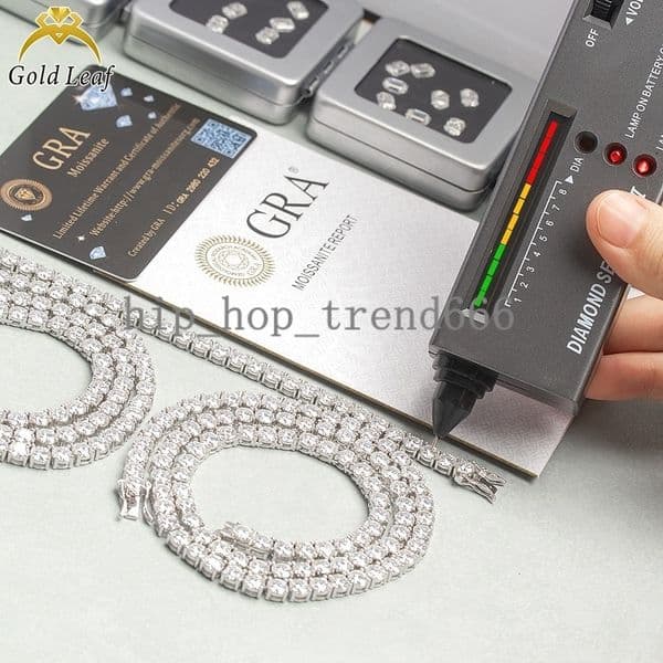 Goldleaf Fine Jewelry 925 Sterling Silver Tennis Chain D Color VVS Moissanite Diamond Link Chain Moissanite Tennis Necklace