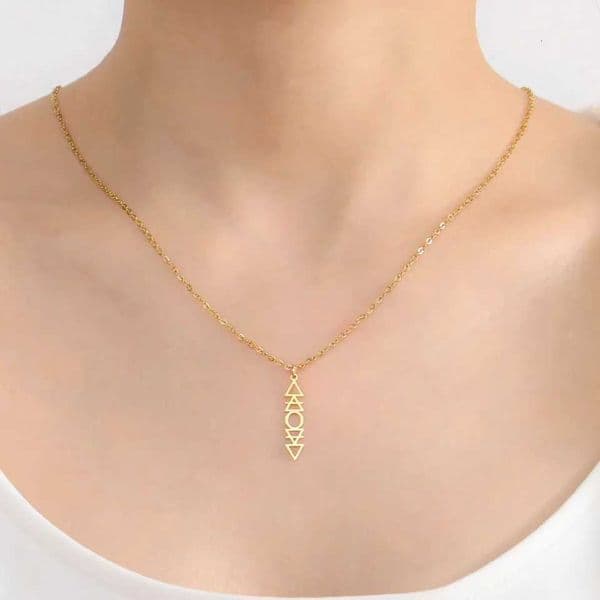 Skyrim 4 Alchemical Symbols Pendant Necklace for Women Girls Stainless Steel Gold Color Chain Earth Air Water Fire Jewelry Gift XJ250816