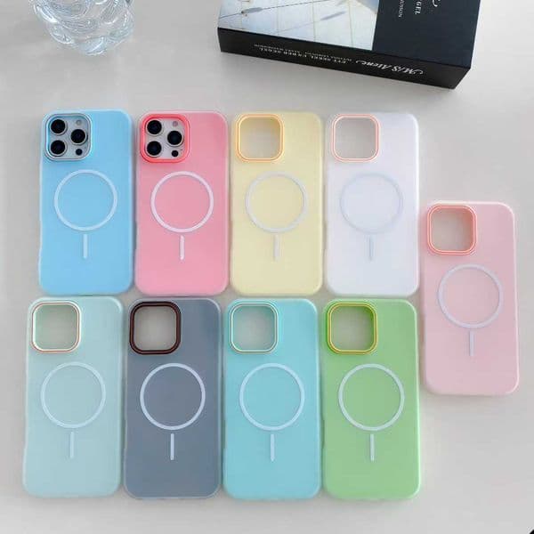 Candy Magnet Wieless Chaging Cases Fo Iphone 17 Ai 16 Po Max 15 Plus 14 13 12 Coloful Jelly Had PC Soft TPU 2in1 Hybid Laye Magnetic Fosted Matte