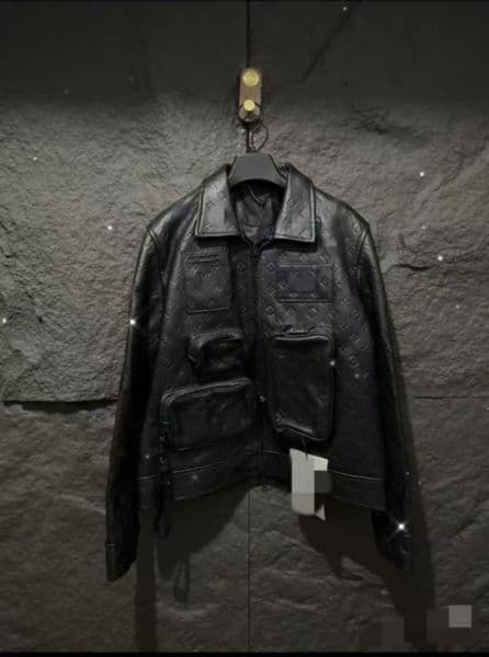 Designer Men's and Women's Autumn/Winter Collar Leather Jacket Multi functional Pocket Decorative Jacket Fashion Street Casual