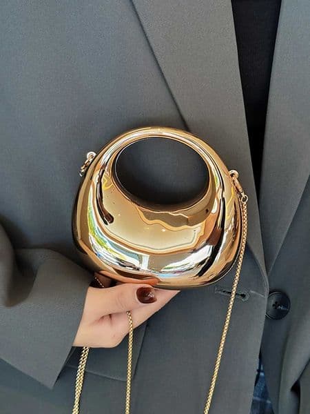 Golden Acrylic Handbag Womens Fashionable Mini Crescent Bag Luxury Design Evening Bag Versatile Chain Shoulder Messenger Bag W250816