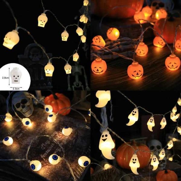 1.5M 10LED Halloween LED Light String Horror Eyeballs Pumpkin Spider Bat Skull Lamp Trick Or Treat Happy Halloween Party Decoration Z250816