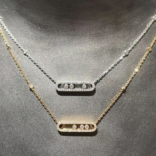 designers necklace High version three diamond trend letters gift silver Knot frame necklace simple personality versatile romantic high class feeling light good