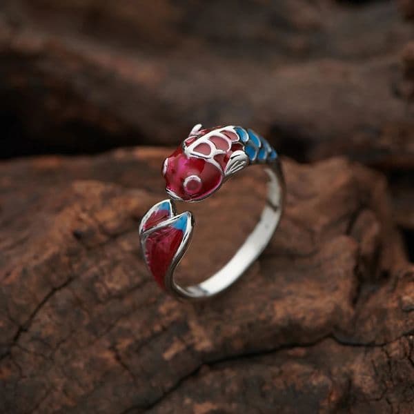 Vintage Lucky Koi Fish Opening Rings For Women Fashion Silver Color Metal Delicate Fish Female Finger Ring Party Jewelry Gifts 250812