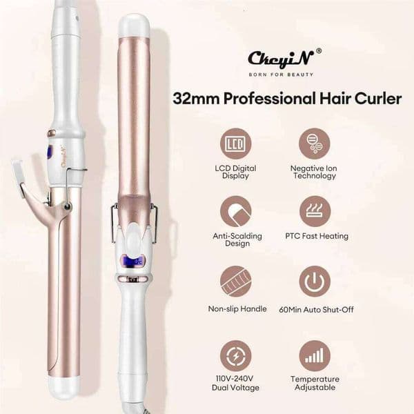Ckeyin 32Mm 38Mm Electric Curler For Women Professional Ceramic Curling Iron Adjustable Temperature Hair Styling Tool