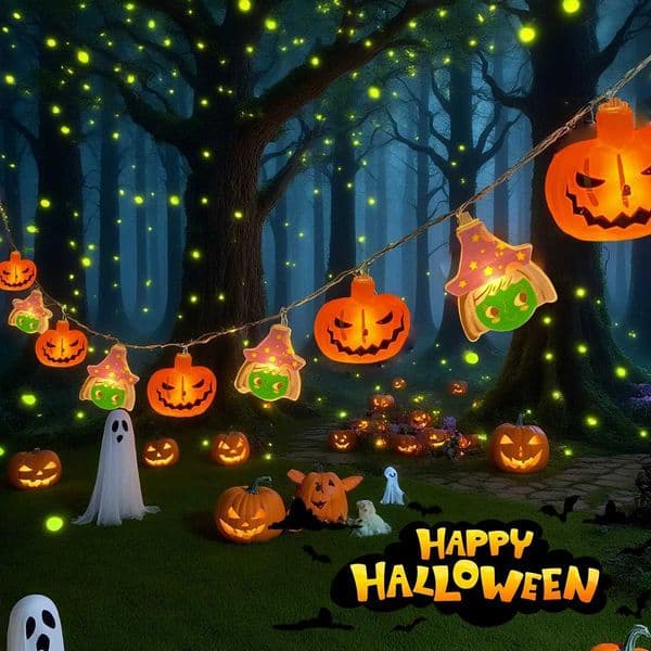 1PC 20 LED Halloween Witch Pumpkin String Lights Battery Powered For Home Yard Room Bedroom Table Tree Holiday Party Decor Z250816