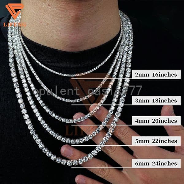 HipHop Jewelry 6mm Moissanite Diamond Tennis Chain 925 Sterling Silver Gold Plating Suspension Style Fashion Charm Bracelet