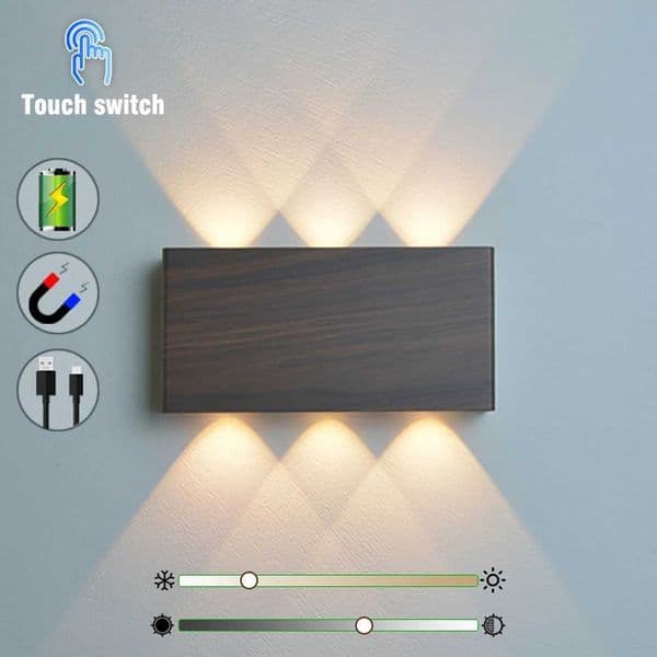 3-Color LED Wall Light with Touch Dimming Type-C Rechargeable Wireless Portable Night Light for Bedside Stairside Corner X250815