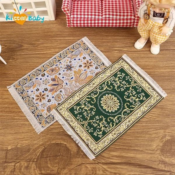 Different Types 1 12 Living Room Decor Dollhouse Handmade Woven Mini Floor Rug Cover Carpet for Dolls House Bedroom Bathroom 250815