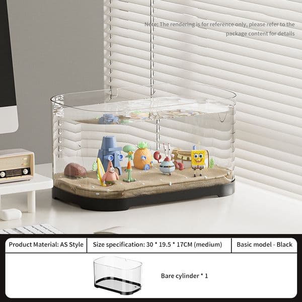 Transparent plastic fish tank aquarium micro landscape office viewing turtle tank pet supplies fish tank medium-sized basic model without cover