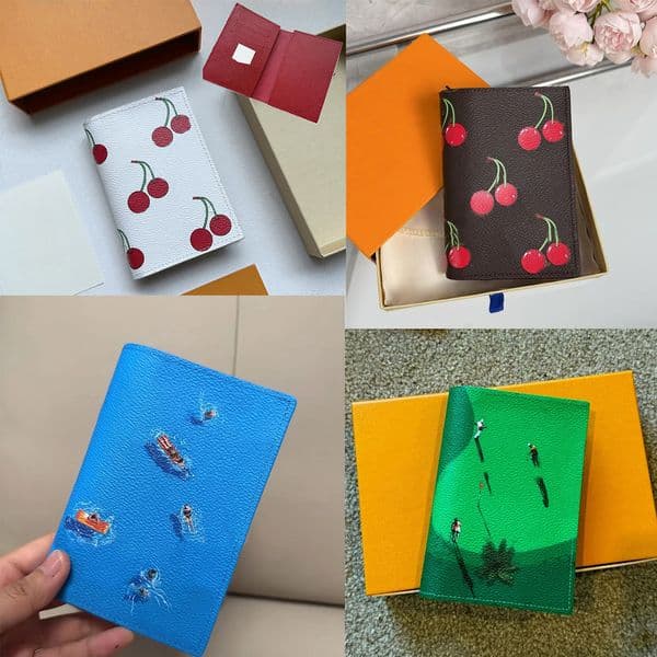Card Passport Holder Men Wallet Leather Purse Women Pocket Organizer Mini Bag Cardholder Coin Purses Multi Functional Case Wallets with box